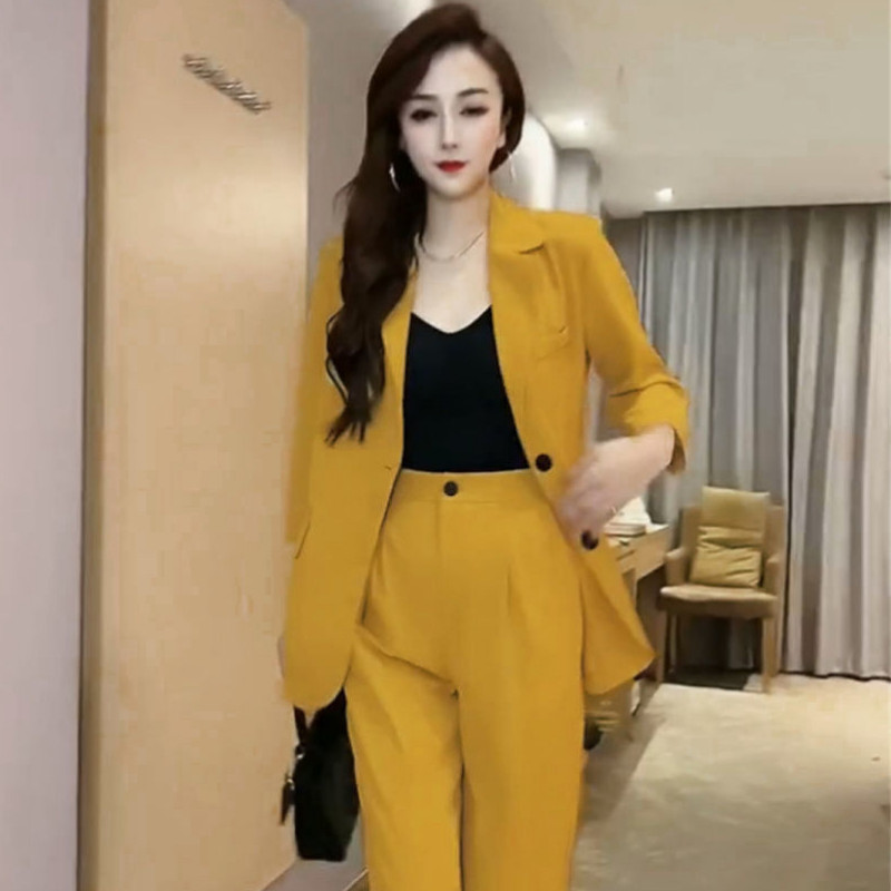 Μονό/Σετ 2022 Summer New Temperament OL Suit Coat Ψηλόμεσο Capris Fashion Σετ δύο τεμαχίων