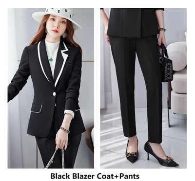Costume de afaceri pentru femei cu pantaloni și jachete haine stiluri OL din țesătură de înaltă calitate pentru dama blazer profesionist cu pantaloni set de pantaloni