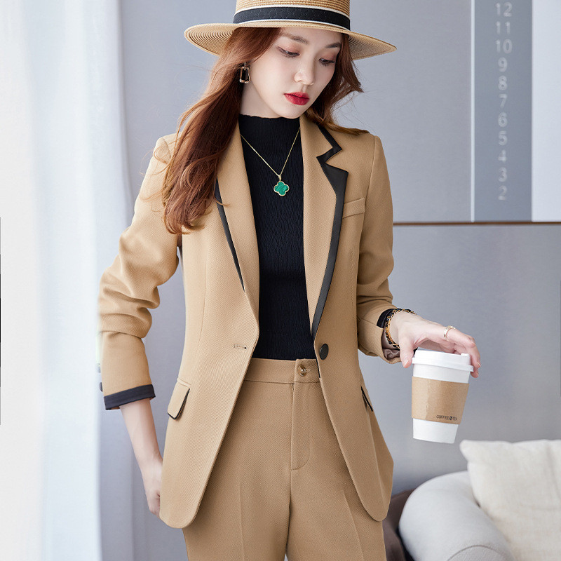 Costume de afaceri pentru femei cu pantaloni și jachete haine stiluri OL din țesătură de înaltă calitate pentru dama blazer profesionist cu pantaloni set de pantaloni