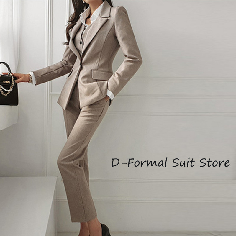 Ženski sako + prsluk i jednostavne hlače Poslovno ležerno uredsko žensko odijelo s hlačama Vintage uski set ženski 3 komada