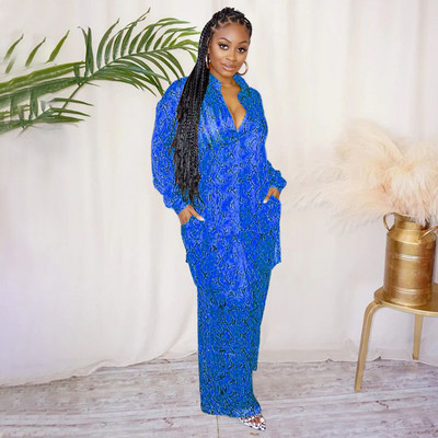 CM.YAYA Streetwear Serpentine Satin naiste komplekt, pikkade varrukatega pikk särk ja lahtised sirged püksid, kaks 2-osalist spordidressi