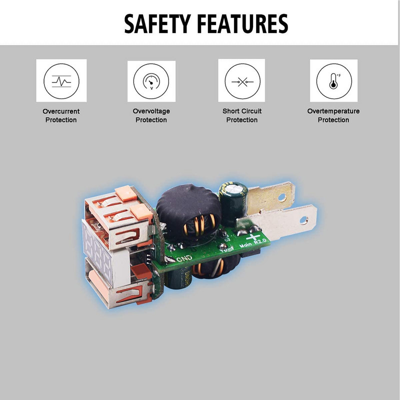 Vodootporan 12V motociklistički QC3.0 adapter s dva USB priključka za punjač s digitalnim voltmetrom za pametne telefone, tablete i GPS