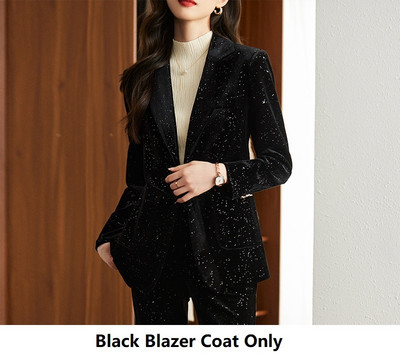 Kvaliteetsest kangast sametist naiste äriülikonnad pükste ja jakkidega mantel Sügistalvise töörõivaste bleiserite komplekt pükskostüümid