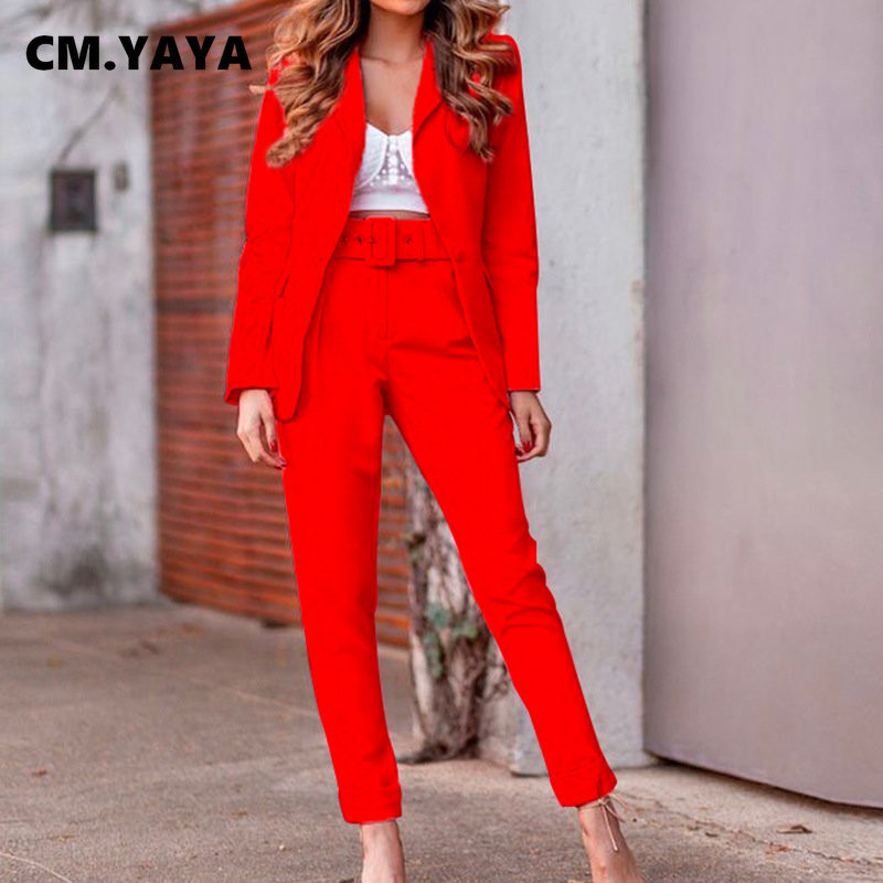 CM.YAYA 2022 sügistalvise tänavarõivaste naiste komplekt pikkade varrukatega bleiseriga pükste ülikond kontorinaise dressiülikond, kaheosaline treeningriietus