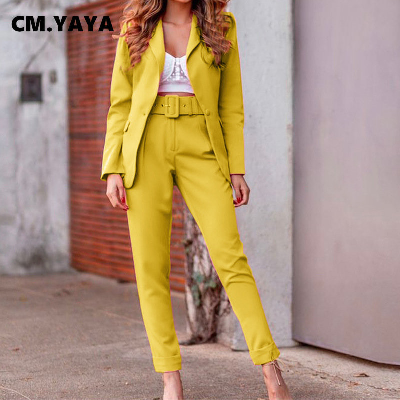 CM.YAYA 2022 sügistalvise tänavarõivaste naiste komplekt pikkade varrukatega bleiseriga pükste ülikond kontorinaise dressiülikond, kaheosaline treeningriietus