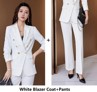 Costume de afaceri formale elegante, trandafiri, cu pantaloni și jachete, haină pentru femei, stiluri OL, pentru damă, costum profesionale cu pantaloni, set de blazere