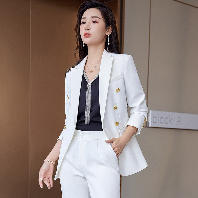 Costume de afaceri formale elegante, trandafiri, cu pantaloni și jachete, haină pentru femei, stiluri OL, pentru damă, costum profesionale cu pantaloni, set de blazere