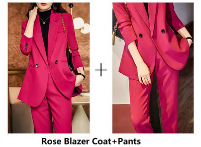 Υψηλής ποιότητας Υφασμάτινο Φθινοπωρινό, Χειμερινό Επίσημο Επαγγελματικό Γυναικείο επαγγελματικό κοστούμι με παντελόνι και σακάκι OL φόρμες παντελονιών Blazers