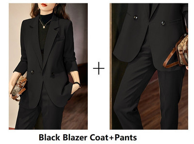 Υψηλής ποιότητας Υφασμάτινο Φθινοπωρινό, Χειμερινό Επίσημο Επαγγελματικό Γυναικείο επαγγελματικό κοστούμι με παντελόνι και σακάκι OL φόρμες παντελονιών Blazers