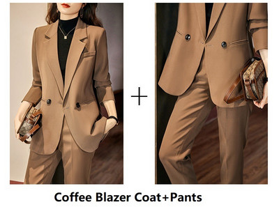 Υψηλής ποιότητας Υφασμάτινο Φθινοπωρινό, Χειμερινό Επίσημο Επαγγελματικό Γυναικείο επαγγελματικό κοστούμι με παντελόνι και σακάκι OL φόρμες παντελονιών Blazers