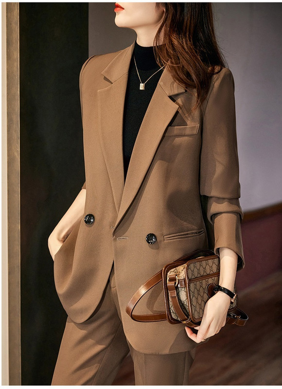 Υψηλής ποιότητας Υφασμάτινο Φθινοπωρινό, Χειμερινό Επίσημο Επαγγελματικό Γυναικείο επαγγελματικό κοστούμι με παντελόνι και σακάκι OL φόρμες παντελονιών Blazers