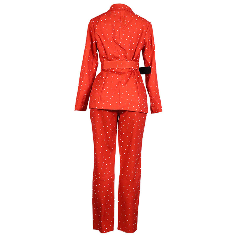 Dot Μακρυμάνικο Blazer Παλτό δύο τεμαχίων Σετ Blazer Σετ Y2k ντεγκραντέ με στάμπα ζώνης Λεπτές ζακέτες Παντελόνι Παντελόνι Μαύρο κοστούμι