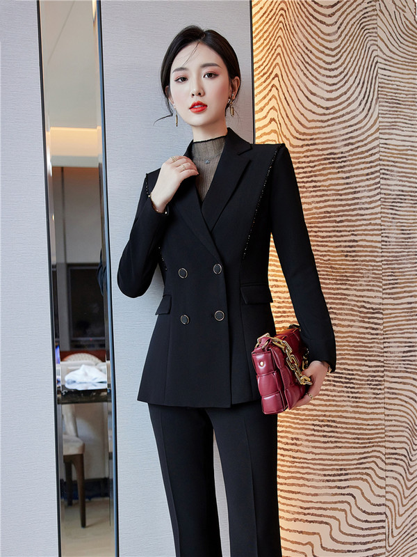 Ženski blejzer odijela, set od 2 komada, jesen 2022., uredski dame s dvostrukim kopčanjem, formalni elegantni kompleti odijela s hlačama, kompleti sakoa i hlača