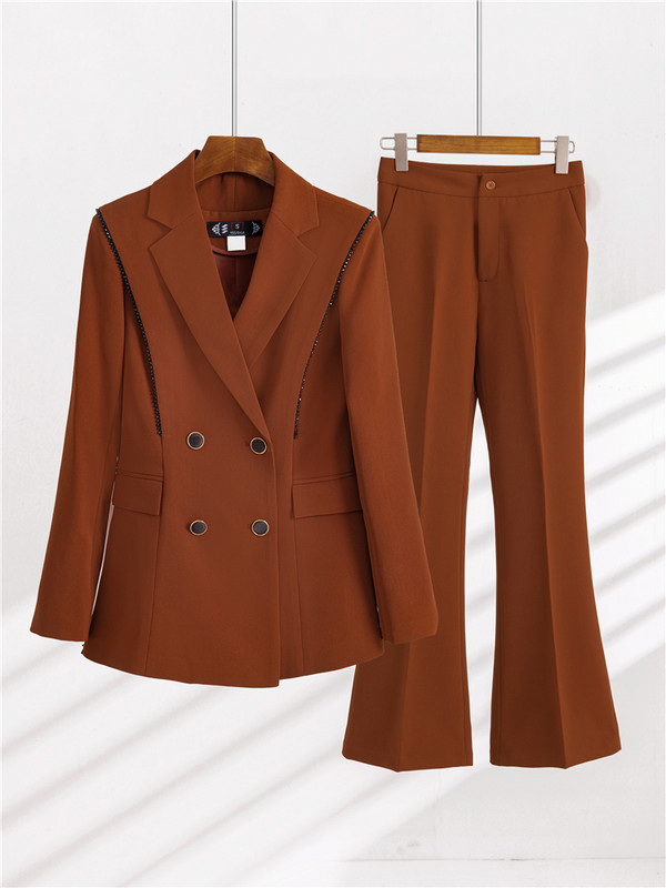 Ženski blejzer odijela, set od 2 komada, jesen 2022., uredski dame s dvostrukim kopčanjem, formalni elegantni kompleti odijela s hlačama, kompleti sakoa i hlača