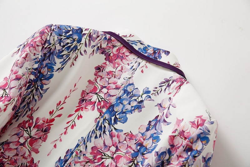 Uued sügismoe trendid naiste lilledega trükitud bleiseripükste komplektid High Street Lxuury naiste kaheosalised sobivad ülikonnad