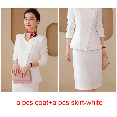 IZICFLY Seturi de blazer alb de modă în stil de toamnă de primăvară, cu pantaloni, costume de afaceri coreene pentru femei, îmbrăcăminte de lucru, două piese