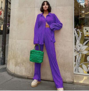 CM.YAYA női rakott szett széles szárú nadrágkosztüm 2022 hosszú ujjú ing szett egyenes nadrág két 2 részes készlet ruhák tréningruha