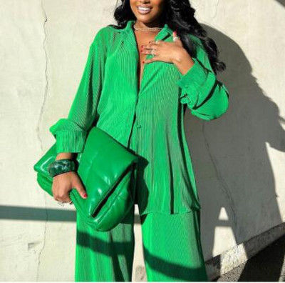 CM.YAYA női rakott szett széles szárú nadrágkosztüm 2022 hosszú ujjú ing szett egyenes nadrág két 2 részes készlet ruhák tréningruha