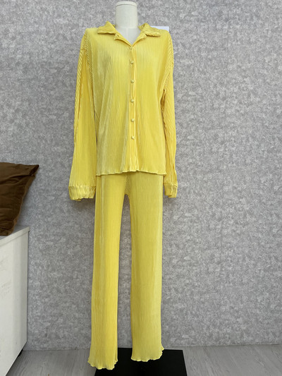 CM.YAYA női rakott szett széles szárú nadrágkosztüm 2022 hosszú ujjú ing szett egyenes nadrág két 2 részes készlet ruhák tréningruha