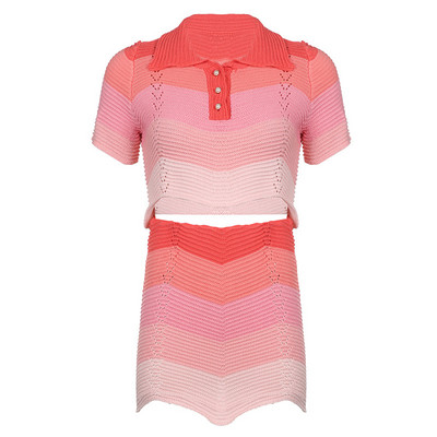 CM.YAYA Croșetat Wave Dunge Două 2 Piese Set Ținute pentru Femei Iarna Toamna 2022 Top cu mâneci scurte și Costum Pantaloni Trening INS