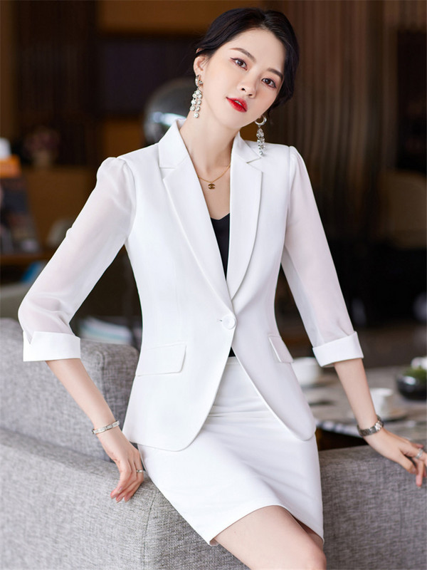 Κομψά μπλε γυναικεία επαγγελματικά κοστούμια Άνοιξη Καλοκαίρι Επίσημα Παντελόνια Ημιμανίκια Γυναικεία Εργασία Γυναικεία Ενδύματα Παντελόνια Σετ 5XL