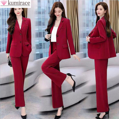 Spring 2023 New Single Breasted Pocket Blazer Jacket Casual Trousers Two-piece Elegant Women`s Trousers Suit Office Suit