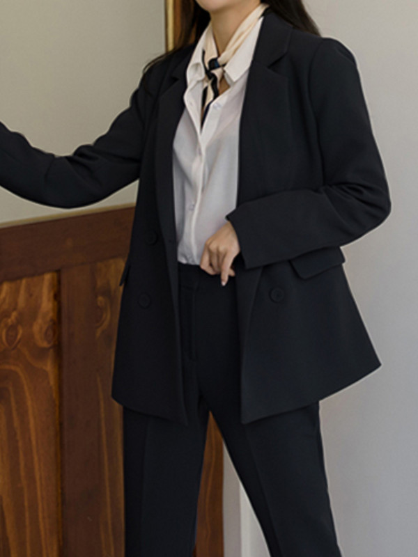 Blazer elegant pentru femei, primăvară, vară, pantaloni, pentru birou, pentru dama, pentru afaceri, set de 2 piese, pentru femei, costum de pantaloni coreeani