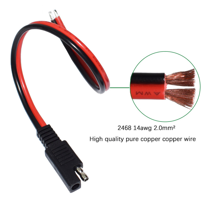 6 TK SAE Power Automotive pikenduskaabel 14AWG 15CM 2 kontaktiga SAE-pistikukaabliga Kiire lahtiühendamise pikenduskaabel