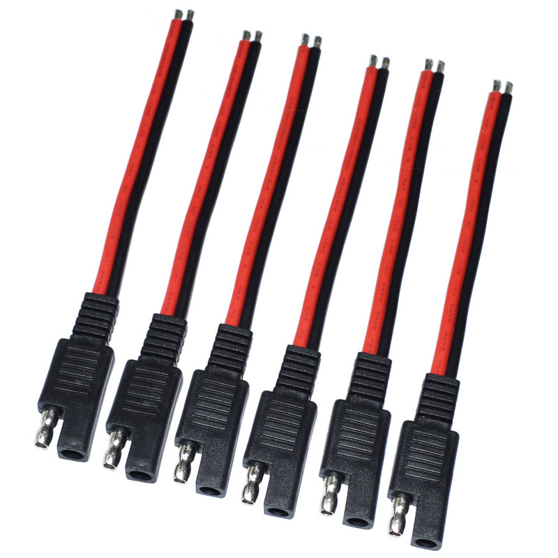 6 TK SAE Power Automotive pikenduskaabel 14AWG 15CM 2 kontaktiga SAE-pistikukaabliga Kiire lahtiühendamise pikenduskaabel