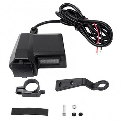 55% καυτές εκπτώσεις!!! Πολυλειτουργικός προσαρμογέας φορτιστή κινητού τηλεφώνου διπλού USB με βολτόμετρο μοτοσυκλέτας