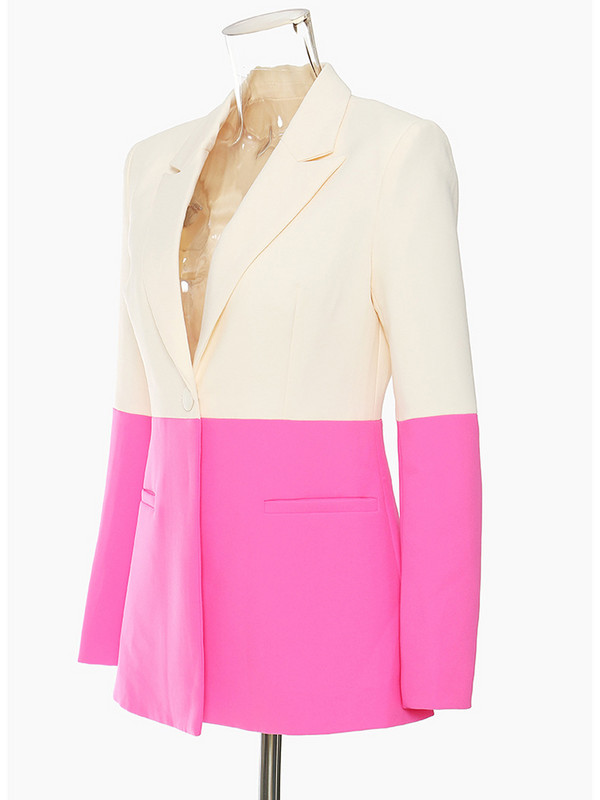 [EWQ] Bleiserpüksid, kaheosaline komplekt, naistele, kollased püksid, bleiser + püksid pidulik ülikond, kontrastne kvaliteetne jakk