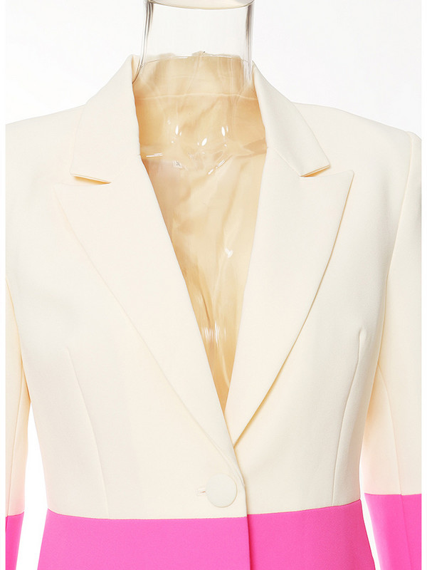 [EWQ] Bleiserpüksid, kaheosaline komplekt, naistele, kollased püksid, bleiser + püksid pidulik ülikond, kontrastne kvaliteetne jakk