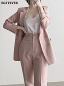 BGTEEVER Set de blaze șic 2 bucăți pentru femei, cu mânecă lungă, jachete și pantaloni de costum, elegante, pentru damă, 2022