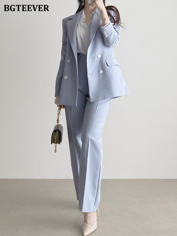 BGTEEVER Set de blaze șic 2 bucăți pentru femei, cu mânecă lungă, jachete și pantaloni de costum, elegante, pentru damă, 2022