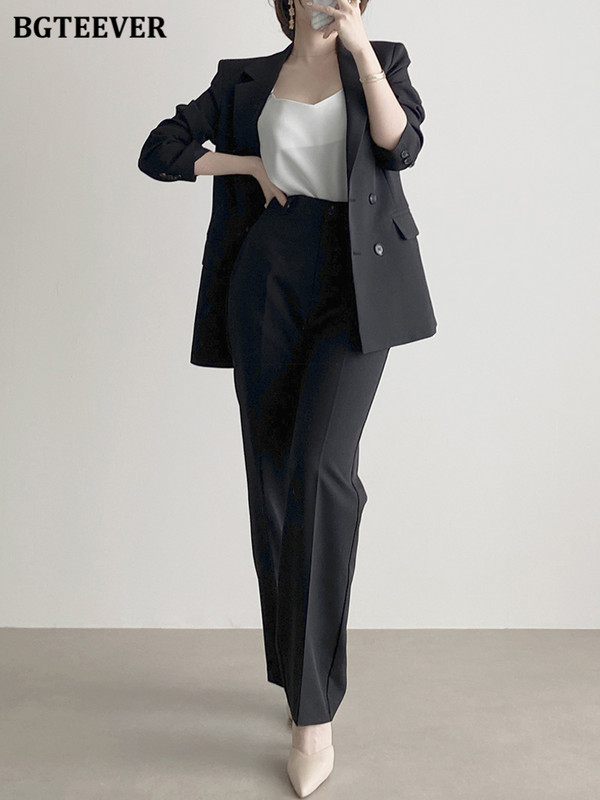 BGTEEVER Set de blaze șic 2 bucăți pentru femei, cu mânecă lungă, jachete și pantaloni de costum, elegante, pentru damă, 2022