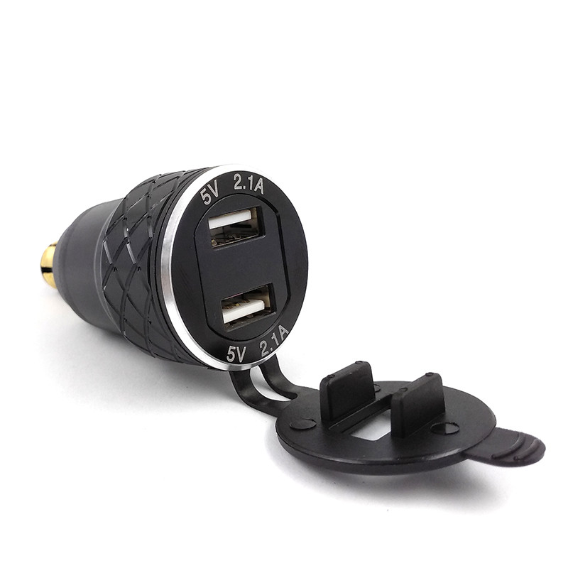 Μεταλλικό κέλυφος μοτοσικλέτας από κράμα αλουμινίου Διπλός φορτιστής USB 12-24v 4,2A Voltmeter για BMW Motorcycle Hella Din Socket Κόκκινο Μπλε Πράσινο