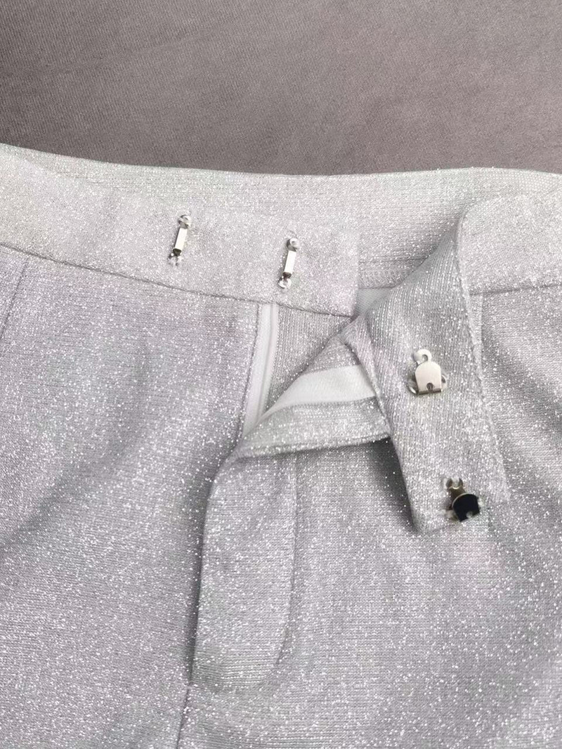 Fatika Costume Femei Ținute Blazer strălucitor + Pantaloni elastici cu talie înaltă cu picioare largi Seturi 2 piese Toamna Primăvară