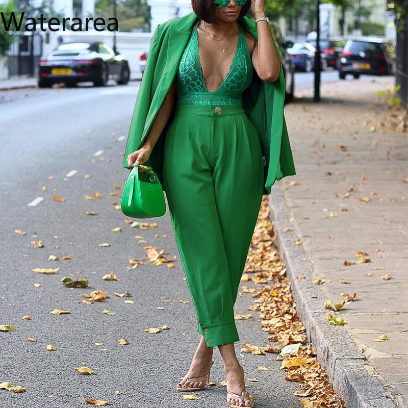 Waterarea Street Temperament Ženska odijela Opušteni sakoi dugih rukava Kaput i hlače Elegantna uredska odjeća Dvodijelni komplet jesen