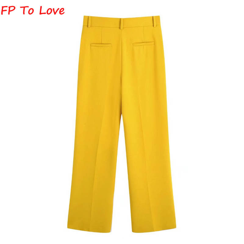 FP To Love Woman, säravkollased bleiserid, vintage stiilne nööp 2022SS, kevadsügis, daam, uued laia säärega püksid, kuldsed komplektid