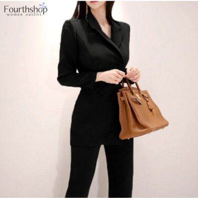 Neregulāri kombinezoni Sieviešu divrindu žakete komplekts 2022. gada pavasara 2 daļīgs komplekts Biroja darba bikses, kostīmi, sieviešu bikses