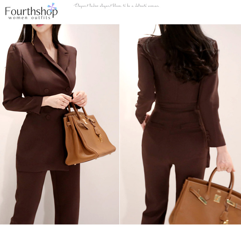 Neregulāri kombinezoni Sieviešu divrindu žakete komplekts 2022. gada pavasara 2 daļīgs komplekts Biroja darba bikses, kostīmi, sieviešu bikses