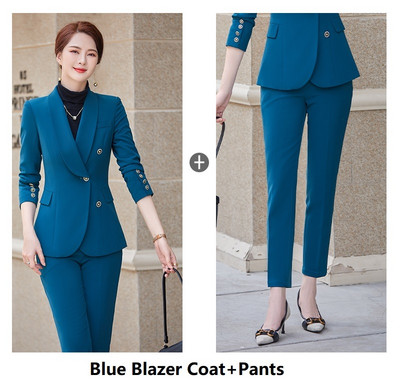 Naised Professionaalsed ärirõivad Vormiriietus Disainid Pükskostüümid Pidulik OL Sügistalv Naiste Kontor bleiserid Pükstekomplekt