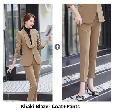 Naised Professionaalsed ärirõivad Vormiriietus Disainid Pükskostüümid Pidulik OL Sügistalv Naiste Kontor bleiserid Pükstekomplekt