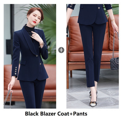 Naised Professionaalsed ärirõivad Vormiriietus Disainid Pükskostüümid Pidulik OL Sügistalv Naiste Kontor bleiserid Pükstekomplekt