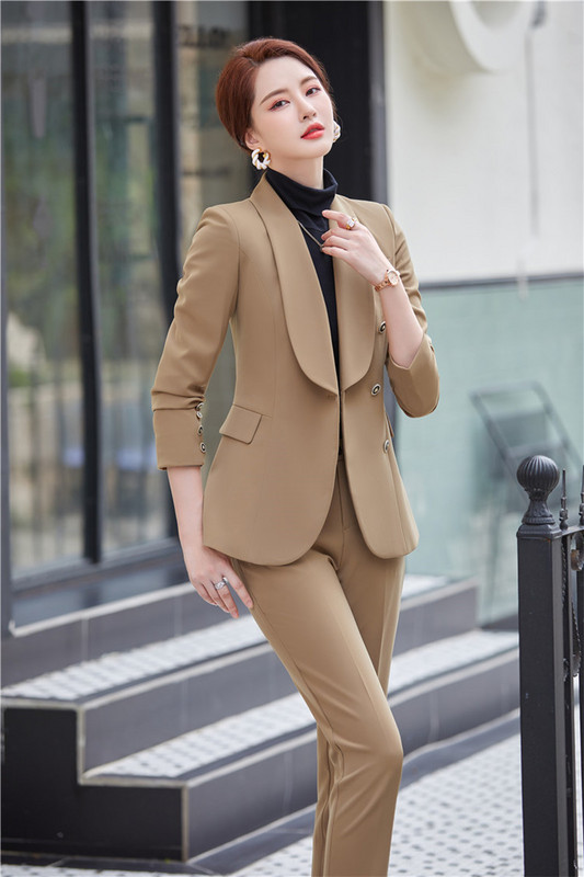 Naised Professionaalsed ärirõivad Vormiriietus Disainid Pükskostüümid Pidulik OL Sügistalv Naiste Kontor bleiserid Pükstekomplekt