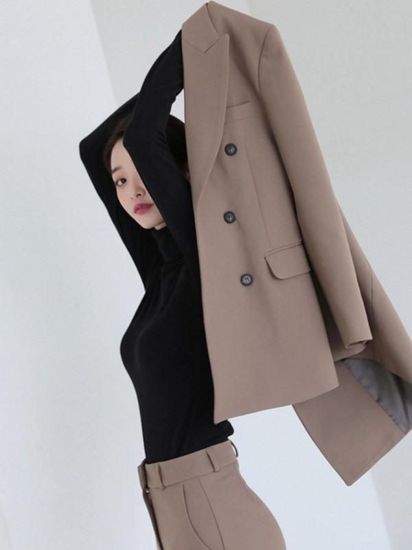 Κομψό γυναικείο κοστούμι μπλέιζερ ανοιξιάτικο γραφείο Γυναικεία κοστούμια παντελόνι Μακρυμάνικο σακάκι και παντελόνι 2022 Εργασία Γυναικεία επαγγελματικά ρούχα