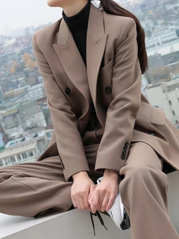 Κομψό γυναικείο κοστούμι μπλέιζερ ανοιξιάτικο γραφείο Γυναικεία κοστούμια παντελόνι Μακρυμάνικο σακάκι και παντελόνι 2022 Εργασία Γυναικεία επαγγελματικά ρούχα