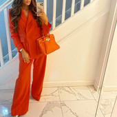 2022. aasta sügis ja talv uus ülikond jakk Juhuslik laia säärega pükste ülikond, 2-osaline komplekt naiste jope ja pükste komplekt naiste ülikond