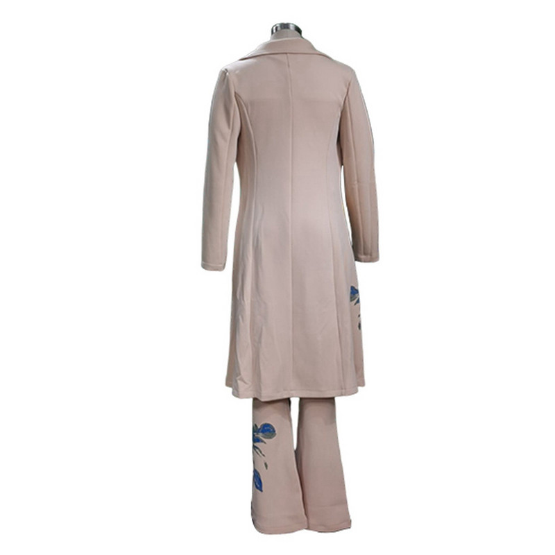 Moda damă cu imprimeu floral cu mânecă lungă cusătură deschisă pantaloni trench Seturi de costum cu rezervor haină elegantă pentru femei Seturi de pantaloni Streetwear