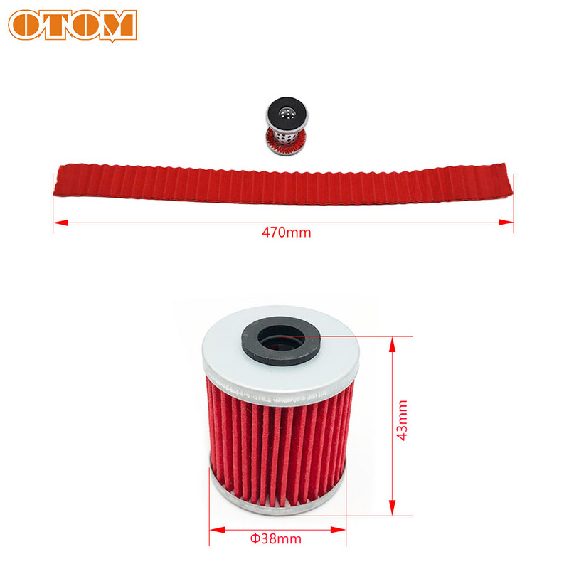OTOM Motorcycle Red Oil Filter Υψηλής ποιότητας καθαριστικό χαρτιού φιλτραρίσματος για KAWASAKI KX250F KX450F RMZ250 RMZ450 Off-Road Motocross